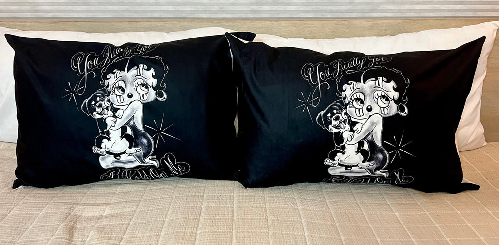 'YOU REALLY GOT A HOLD ON ME' Pillowcases (Set Of Two) *BLACK