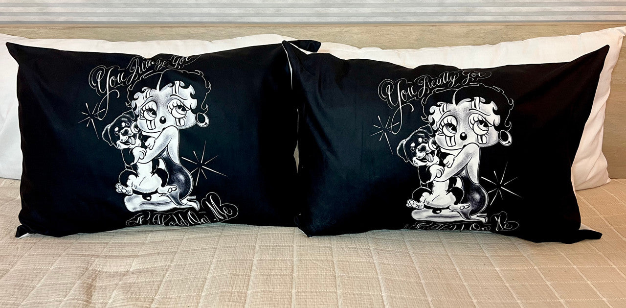 'YOU REALLY GOT A HOLD ON ME' Pillowcases (Set Of Two) *BLACK