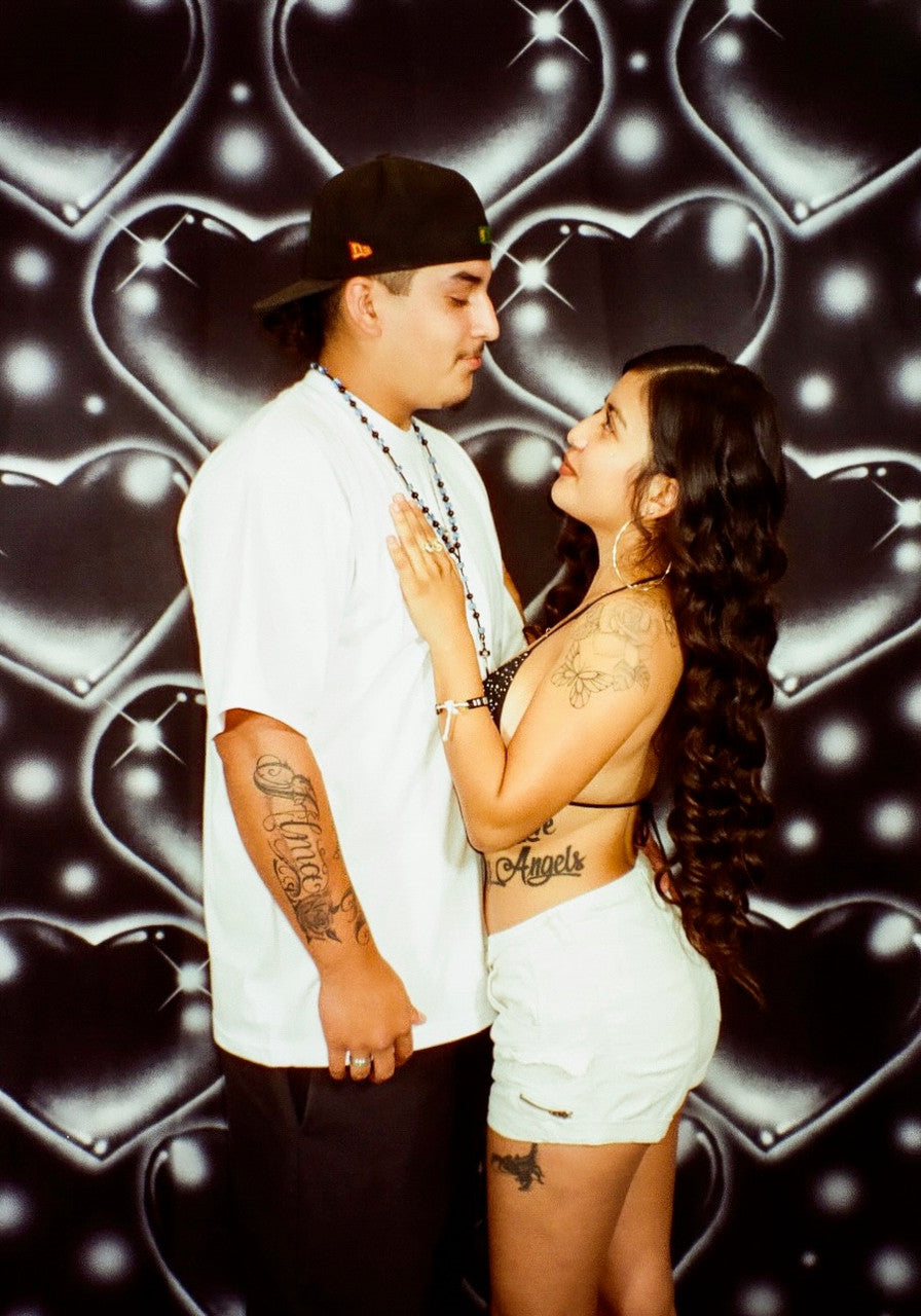 LIMITED EDITION Glamour Shotz  Airbrushed 'LOVE TKO' Heart Backdrop (BLACK) (Extra Large)