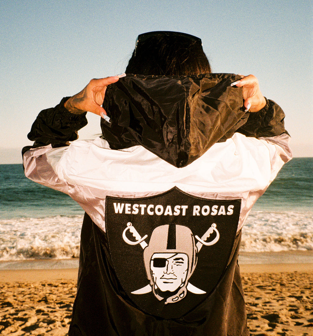 LIMITED EDITION Westcoast Rosas Cut & Sew Hooded Windbreaker Black/White