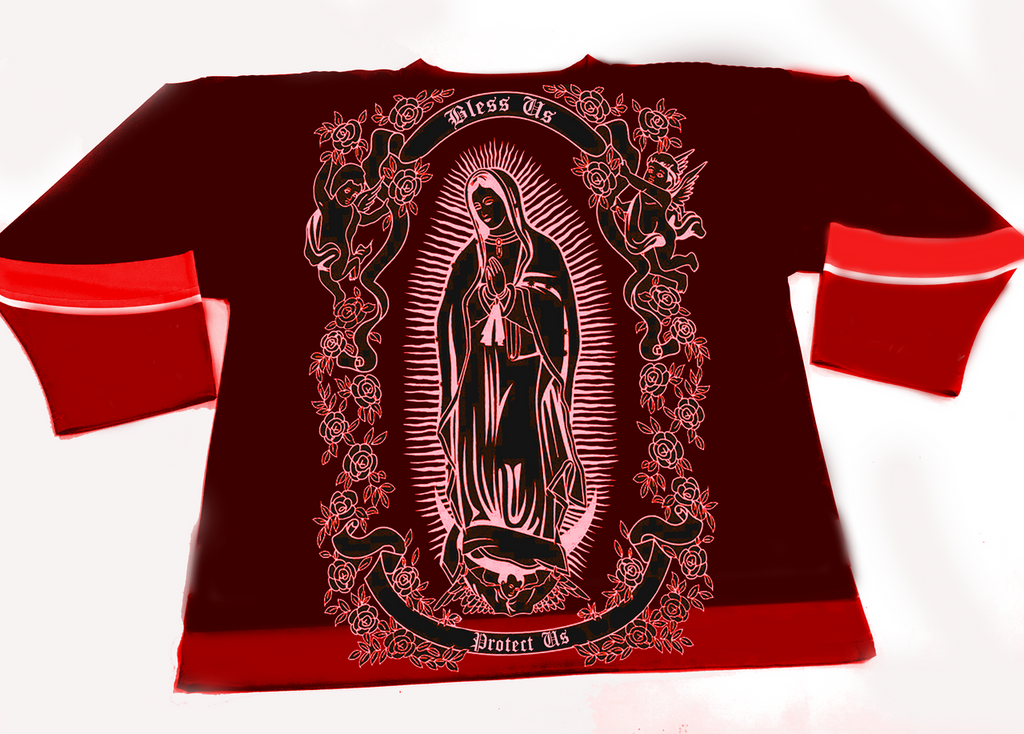 LA REINA' Cut & Sew Long Sleeve Hockey Jersey (Burgundy)