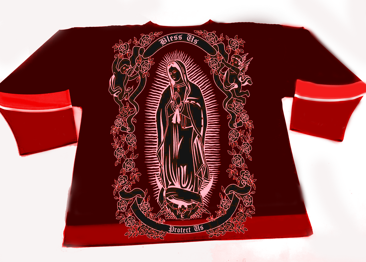 LA REINA' Cut & Sew Long Sleeve Hockey Jersey (Burgundy)