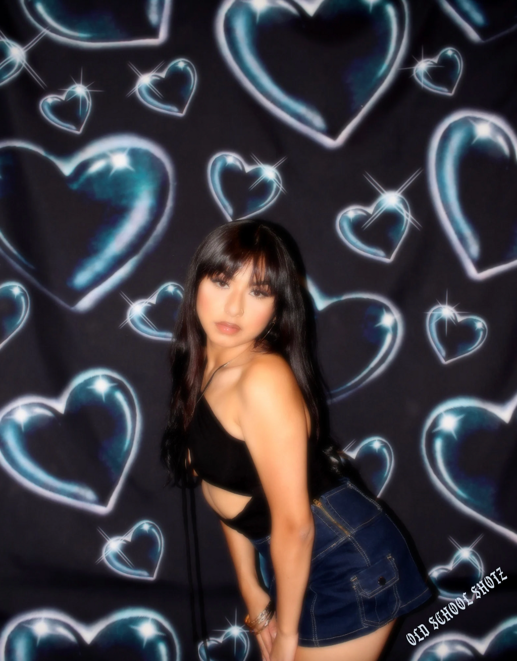 EXTRA EXTRA EXTRA XXX LARGE EARLY 2000s Y2K 'HEART OF GLASS' Glamour Shots 90s Airbrush HUGE Backdrop (Black) (XXXL) Exclusive/Limited Edition!!
