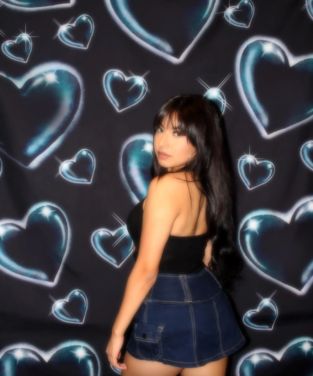 EXTRA EXTRA EXTRA XXX LARGE EARLY 2000s Y2K 'HEART OF GLASS' Glamour Shots 90s Airbrush HUGE Backdrop (Black) (XXXL) Exclusive/Limited Edition!!