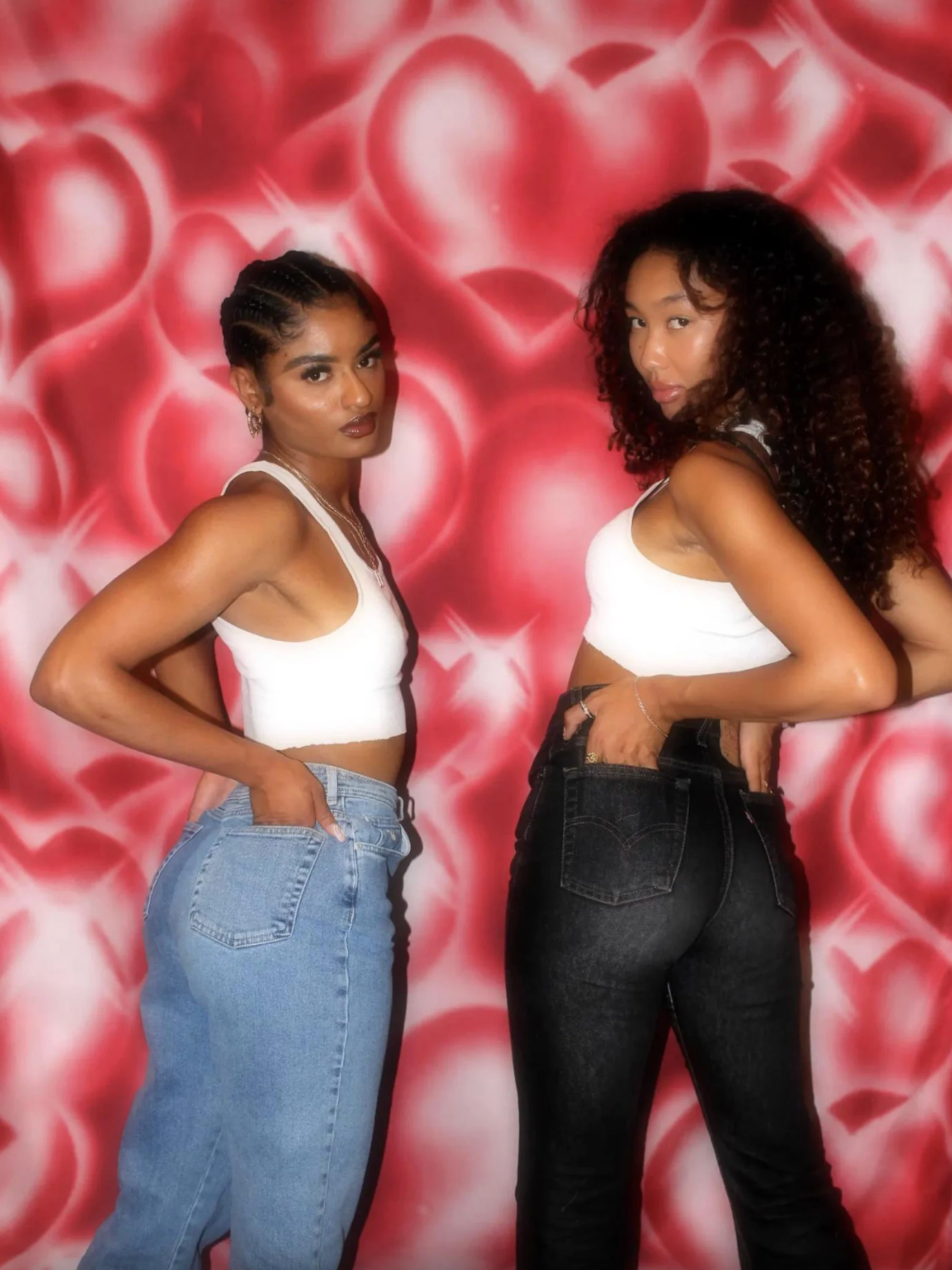 EXTRA EXTRA LARGE EXCLUSIVE LIMITED EDITION EARLY 2000s AIRBRUSH 'HEARTS & HYNAS' Glamour Shots Y2K 90s Backdrop (RED) (XXL) 6 FT x 7.5 FT Exclusive!!