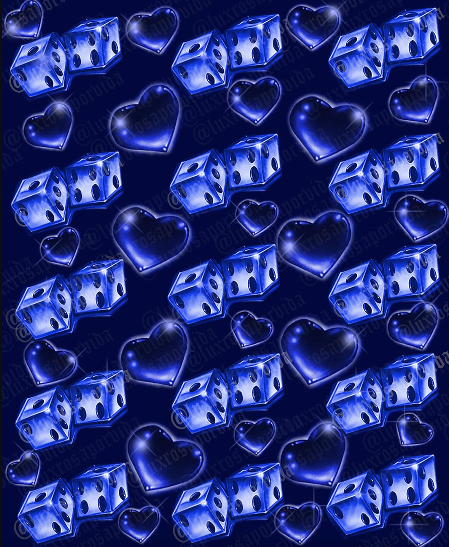 Early 2000s Y2K 'LOVERGIRL' Dice Airbrush 90s Glamour Shots Backdrop (OCEAN BLUES) (Extra Large)