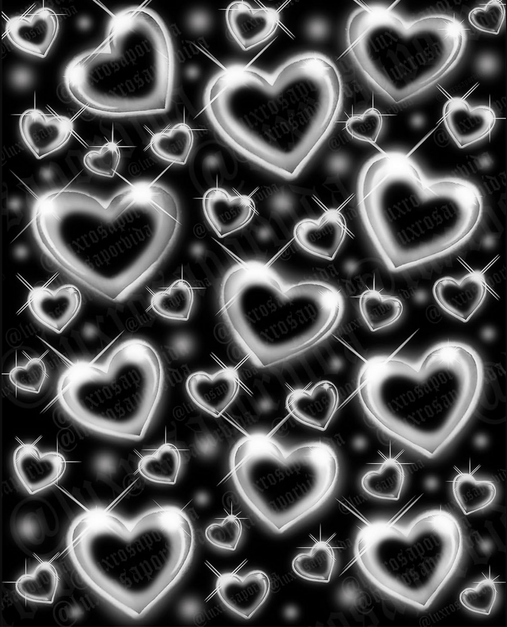 Y2K Early 2000s Airbrush 'Heart Of Chrome' Old School 90s Heart Glamour Shots Backdrop (BLACK/GREY/WHITE) (Extra Large)