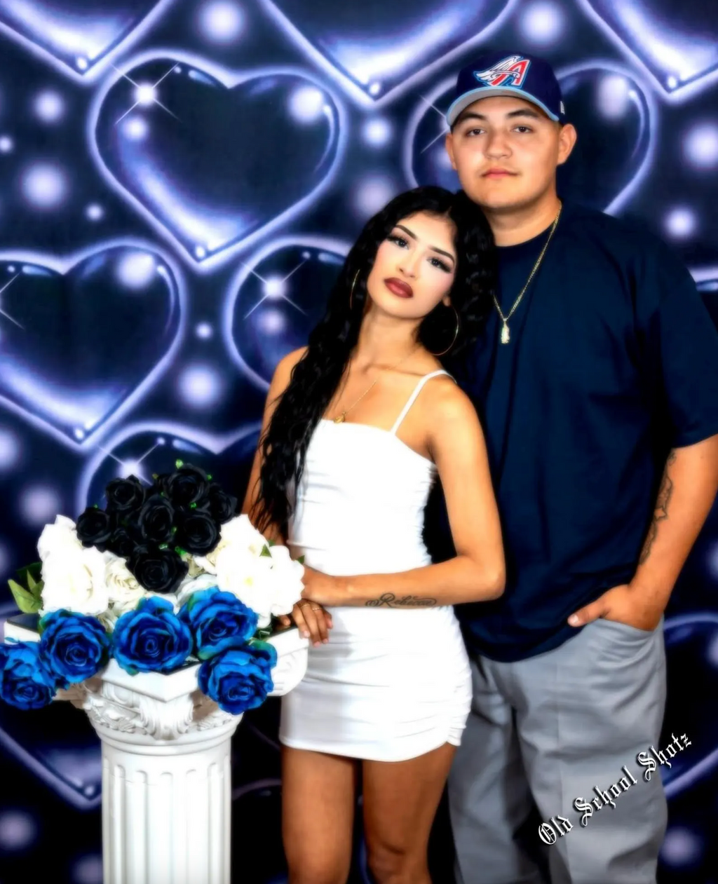 EXTRA EXTRA EXTRA XXX LARGE Y2K Early 2000s LOVE TKO' Hearts Glamour Shots Airbrush 90s Old School Backdrop (MIDNIGHT BLUE) (XXXL) Exclusive/Limited Edition!!