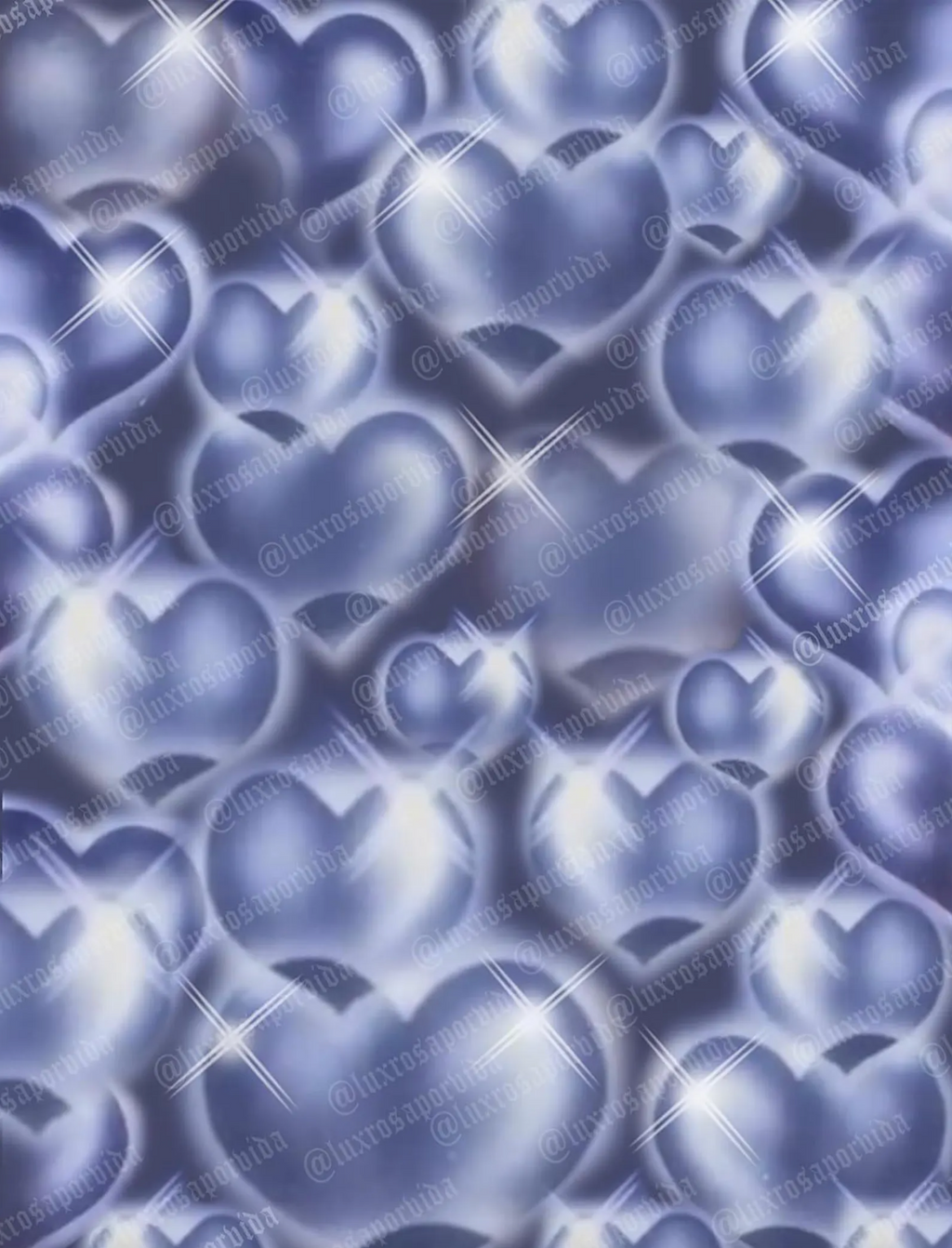 EXTRA EXTRA LARGE AIRBRUSH Y2K EARLY 2000s 'HEARTS & HYNAS' Glamour Shots Old School 90s Backdrop (SILVER/BLUE) (XXL) 6 FT x 7.5 FT Exclusive!!