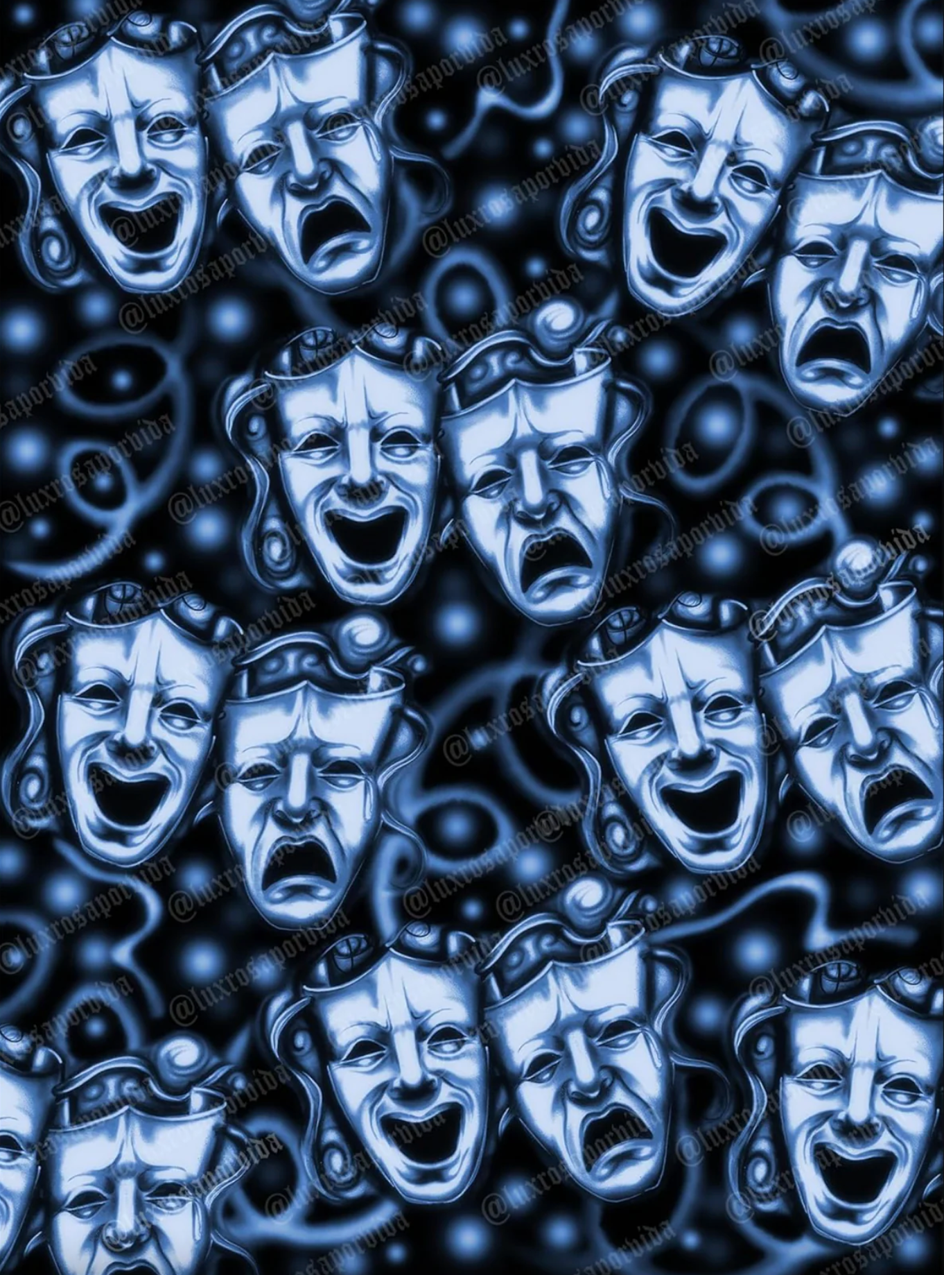 EXTRA EXTRA EXTRA XXXL AIRBRUSH EARLY 2000s Y2K 'SMILE NOW CRY LATER ' Glamour Shots Ptofessional 90s Backdrop (MIDNIGHT BLUES) (XXXL) Exclusive