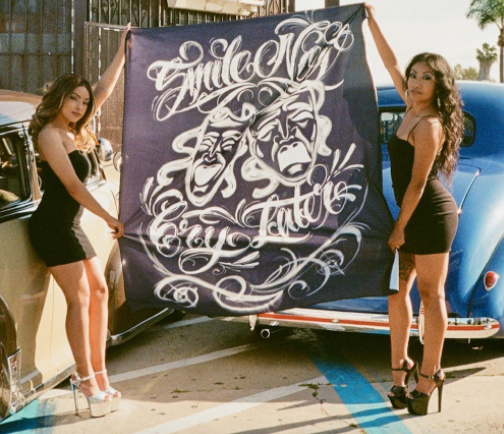 Smile Now, Cry Later Airbrush Tapestry  (Black/White)