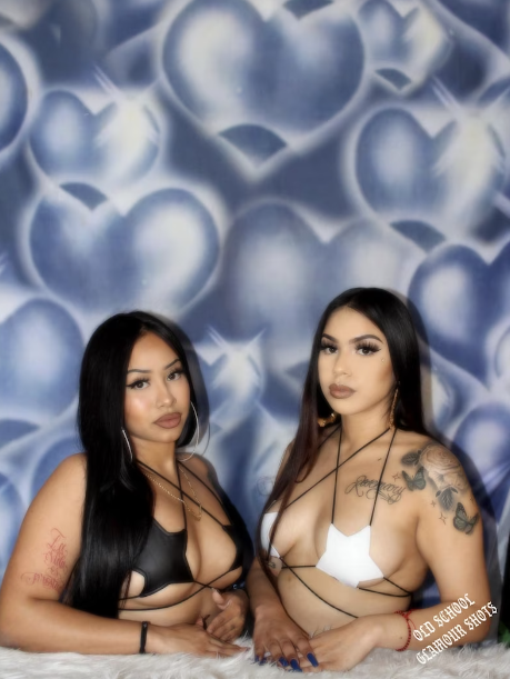 Hearts & Hynas Airbrushed Glamour Shot Backdrop (Silver/Blue) (Extra Large)