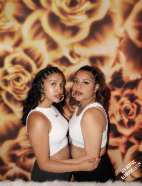 Glamour Shotz 'ROSAS MARRONES' Airbrushed Backdrop (brown/gold) (Extra Large)