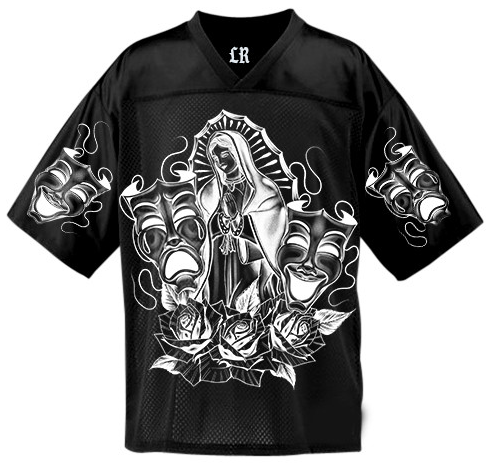 LUPITA' Pen & Ink Cut & Sew Football Jersey ((BLACK))