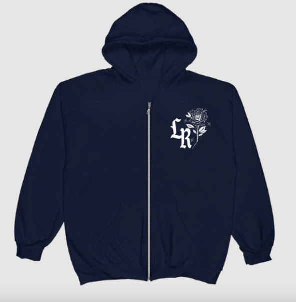 Smile Now Cry Later' Airbrushed Zip-Up Hoodie (NAVY)