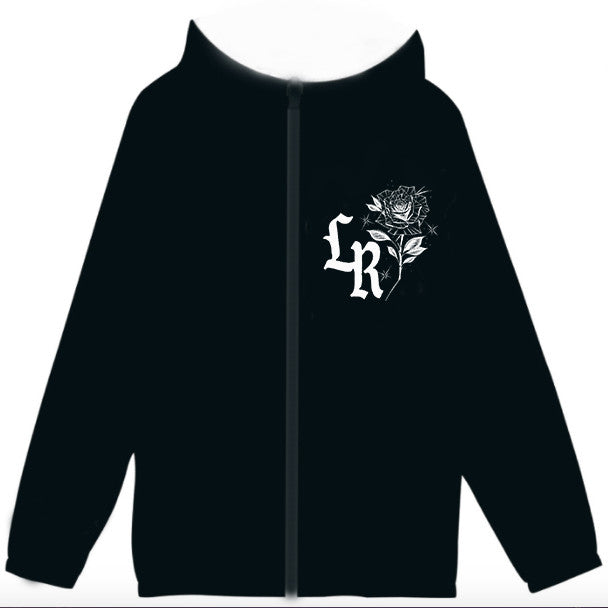 Limited Edition 'Smile Now, Cry Later' Airbrushed Cut & Sew Hooded Mesh Lined Windbreaker (Black)