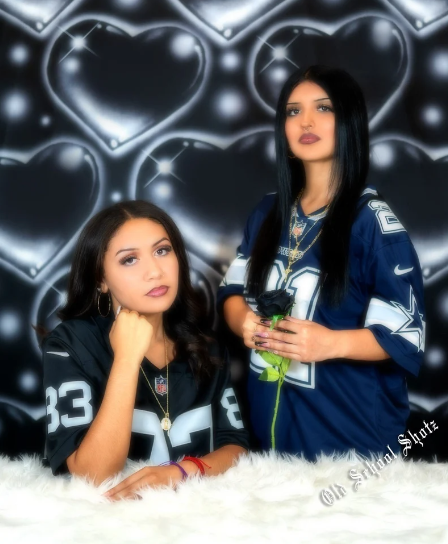 LIMITED EDITION Glamour Shotz  Airbrushed 'LOVE TKO' Heart Backdrop (BLACK) (Extra Large)