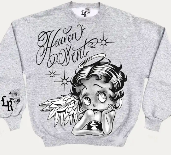 Limited Edition 'HEAVEN SENT' Pen & Ink Crewneck (Grey/Black)
