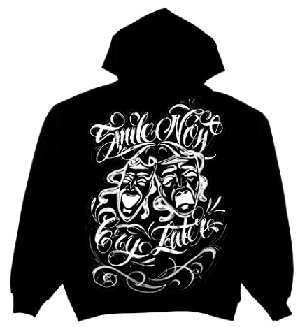 Limited Edition 'Smile Now Cry Later' Airbrushed Zip-Up Hoodie (BLACK)