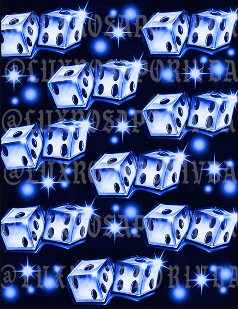 EXTRA EXTRA LARGE  EXCLUSIVE LIMITED EDITION  EARLY 2000s 'ROLL THE DICE' Glamour Shotz Airbrush Y2K Backdrop (BLUE AS ICE) (XXL) Exclusive!!
