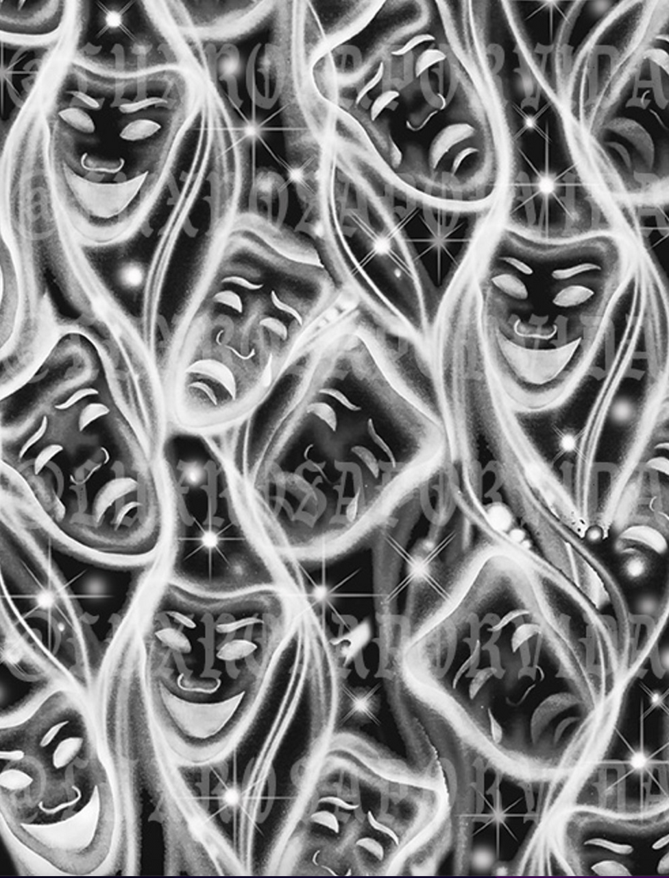 EXTRA EXTRA LARGE LIMITED EDITION 'OG SMILE NOW CRY LATER' Glamour Shotz Airbrushed Backdrop (BLACK/WHITE) (XXL) Exclusive!!