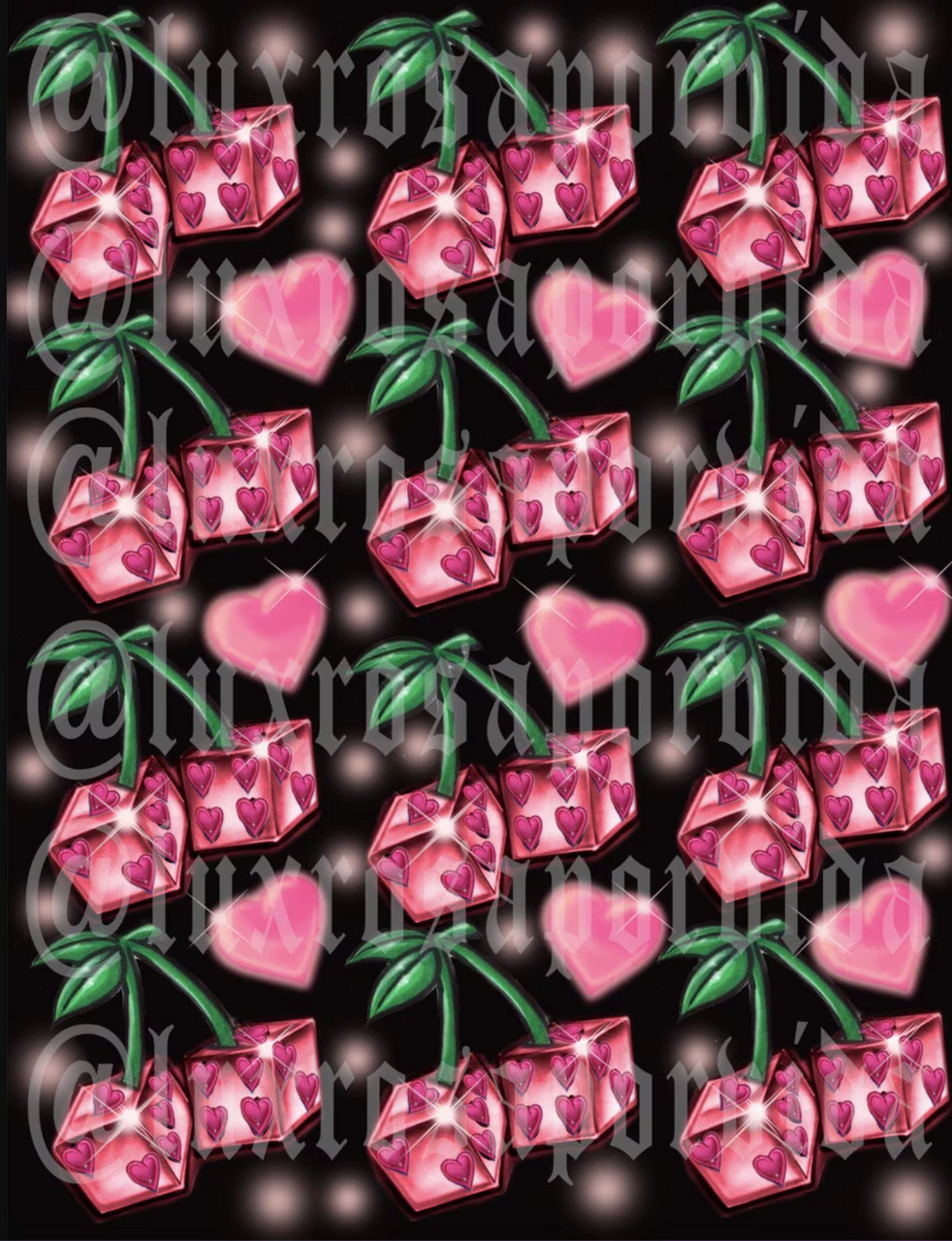 LIMITED EDITION Glamour Shotz  Airbrushed 'Genius Of Love' Dice Cherry Backdrop (Black/Pink) (Extra Large)