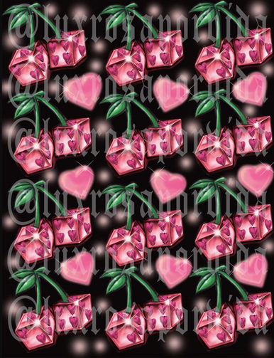 LIMITED EDITION Glamour Shotz  Airbrushed 'Genius Of Love' Dice Cherry Backdrop (Black/Pink) (Extra Large)