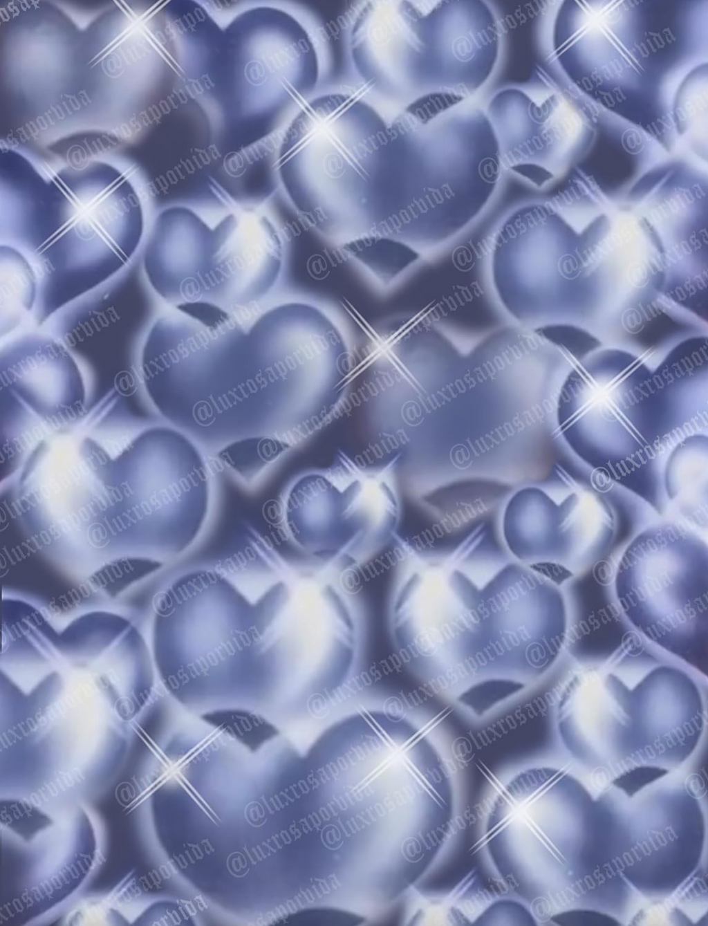 Early 2000s Y2K 'Hearts & Hynas' Airbrush 90s Glamour Shot Backdrop (Silver/Blue) (Extra Large)