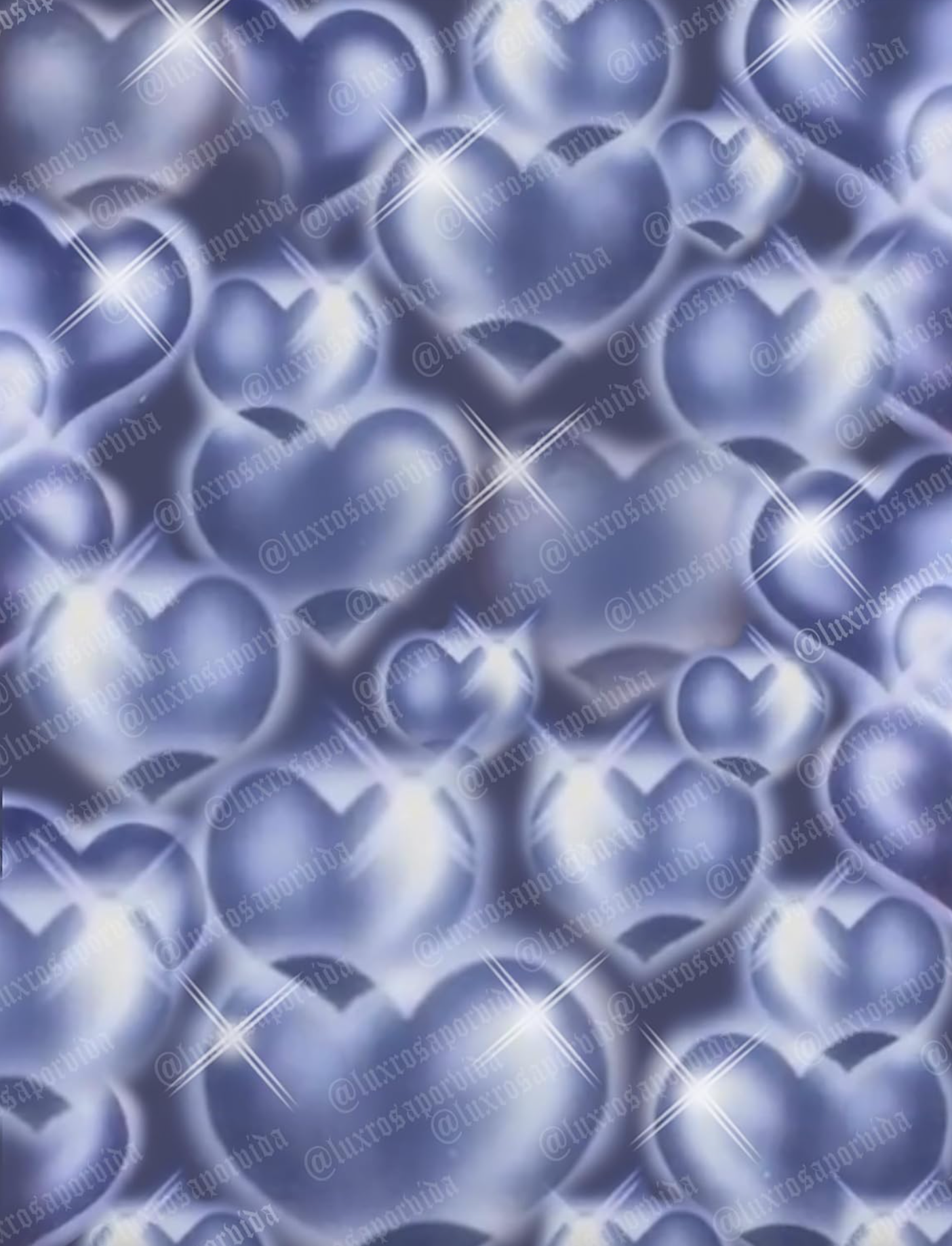 Early 2000s Y2K 'Hearts & Hynas' Airbrush 90s Glamour Shot Backdrop (Silver/Blue) (Extra Large)