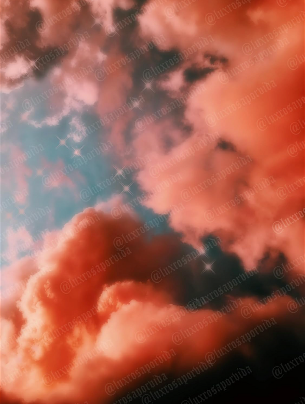 Glamour Shots Early 2000s Y2K 'Stormy Weather'Airbrush 90s Style Backdrop (Oranges/Blues) (Extra Large)