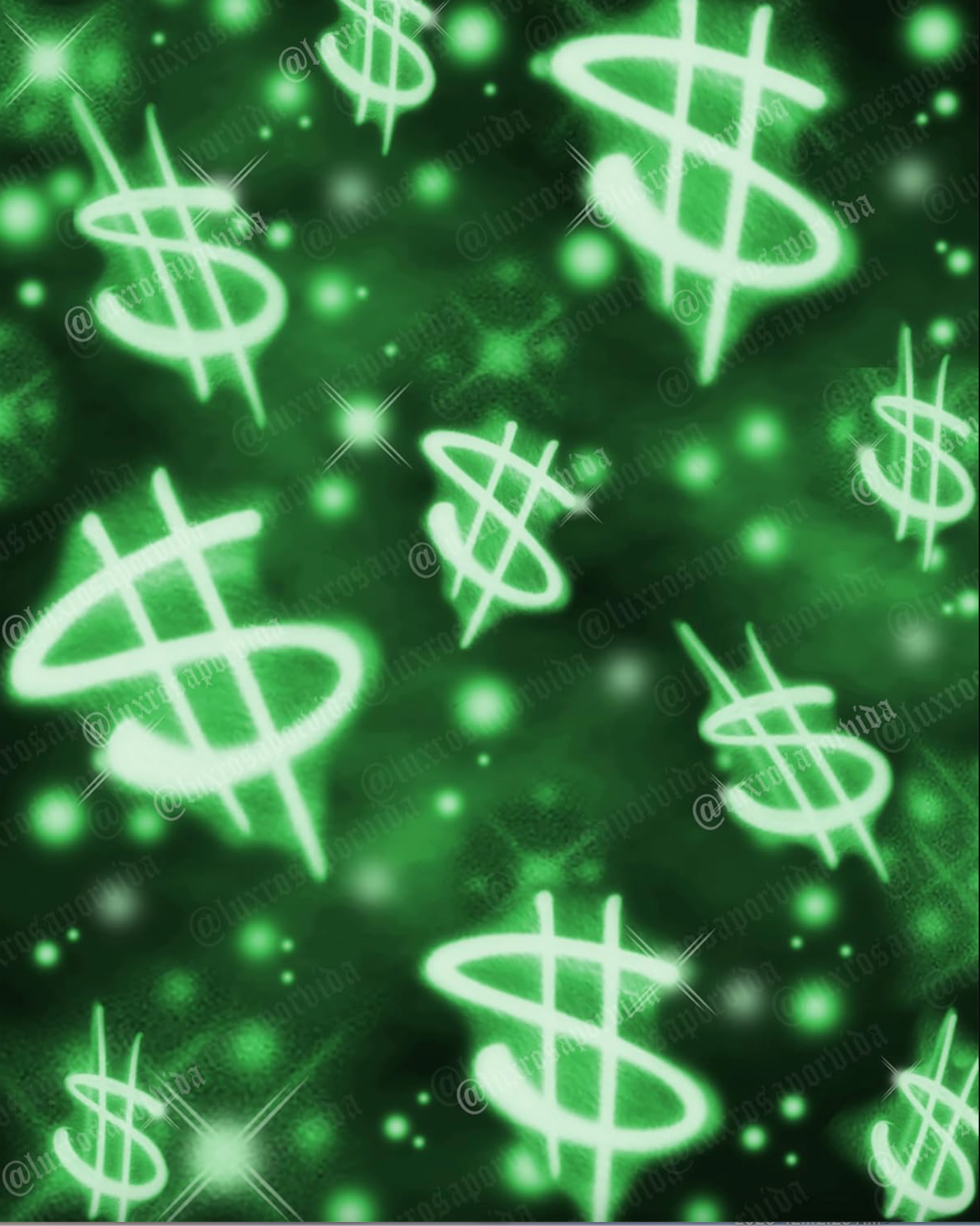 Early 2000s Y2K $ Money On My Mind $ Airbrush 90s Glamour Shots Backdrop (Green) (X-Large)