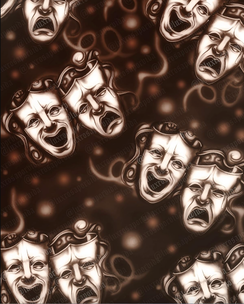 Airbrush Y2K Early 2000s 'Emotions' Ombré Smile Now Cry Later 90s Old School Glamour Shots Backdrop (BROWN) (Extra Large)