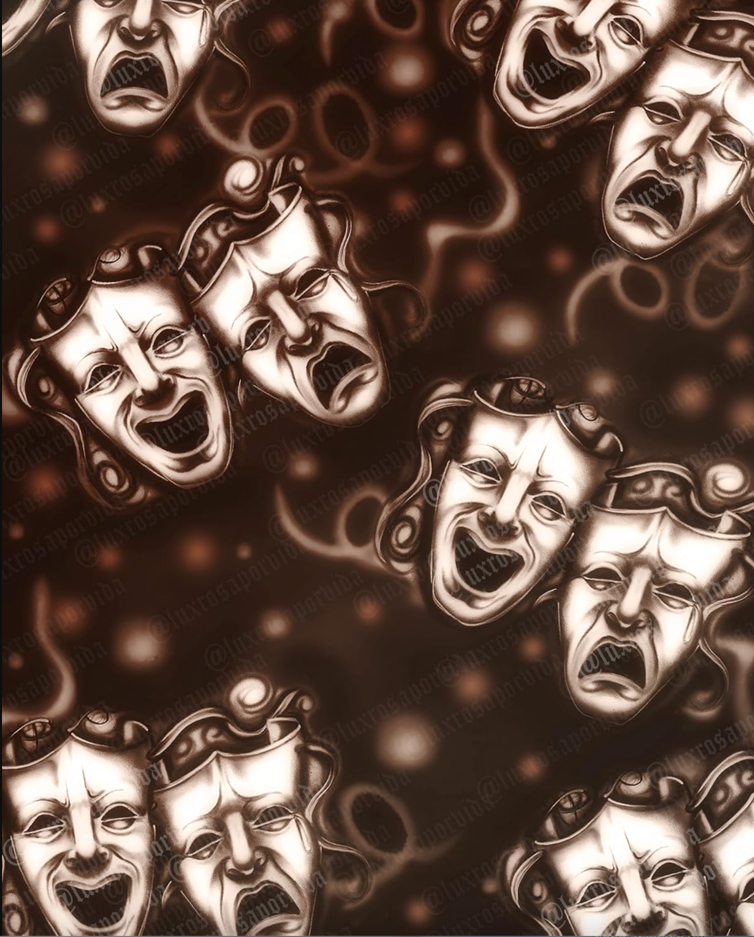 Airbrush Y2K Early 2000s 'Emotions' Ombré Smile Now Cry Later 90s Old School Glamour Shots Backdrop (BROWN) (Extra Large)