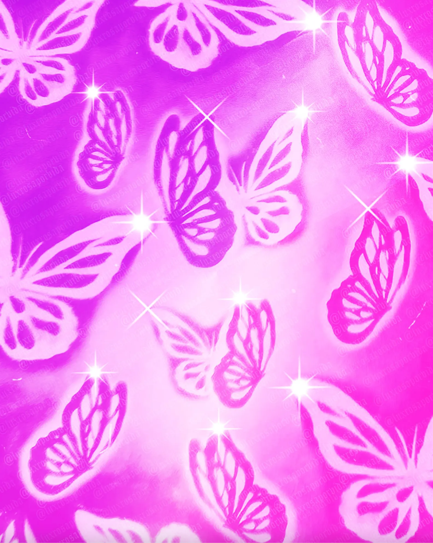 Y2K Early 2000s MARIPOSA Butterfly 90s Airbrush Sparkle Old School Backdrop PINKS  (X-Large)