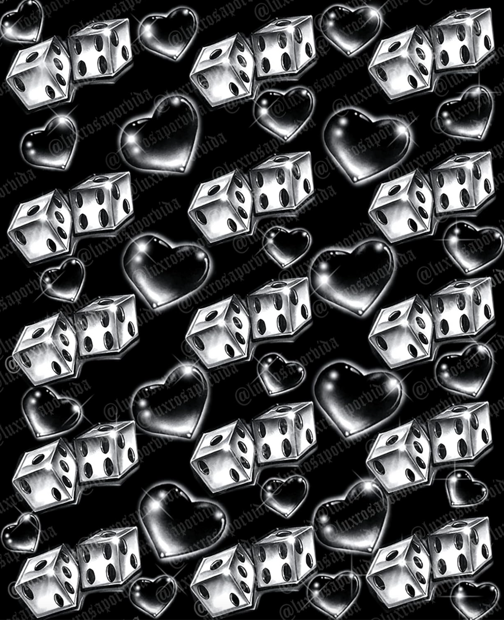Early 2000s Y2K 'LOVERGIRL' Dice Heart Airbrush 90s Backdrop (BLACK) (Extra Large)