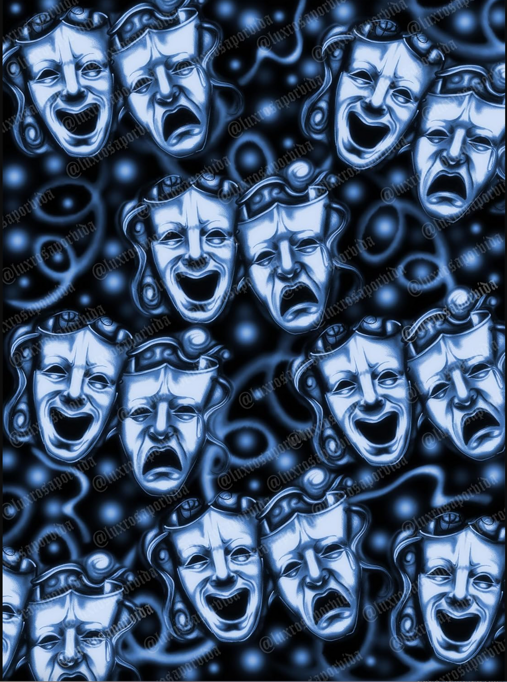 EXTRA EXTRA LARGE Y2K Early 2000s 'Smile Together, Cry Together' Airbrush 90s Old School Backdrop (Dark Skies Blue) (XXL) Exclusive!!