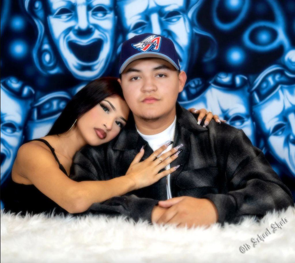 EXTRA EXTRA LARGE Y2K Early 2000s 'Smile Together, Cry Together' Airbrush 90s Old School Backdrop (Dark Skies Blue) (XXL) Exclusive!!