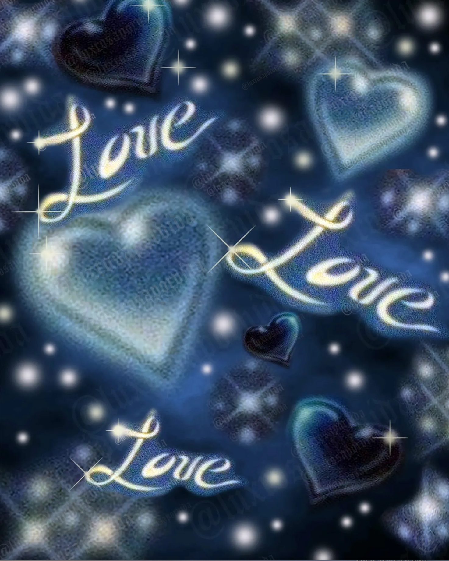 Y2K Early 2000s Airbrush 'La-La Means I LOVE You' 90s Old School Glamour Shots Backdrop (Blue/Green) (Extra Large)