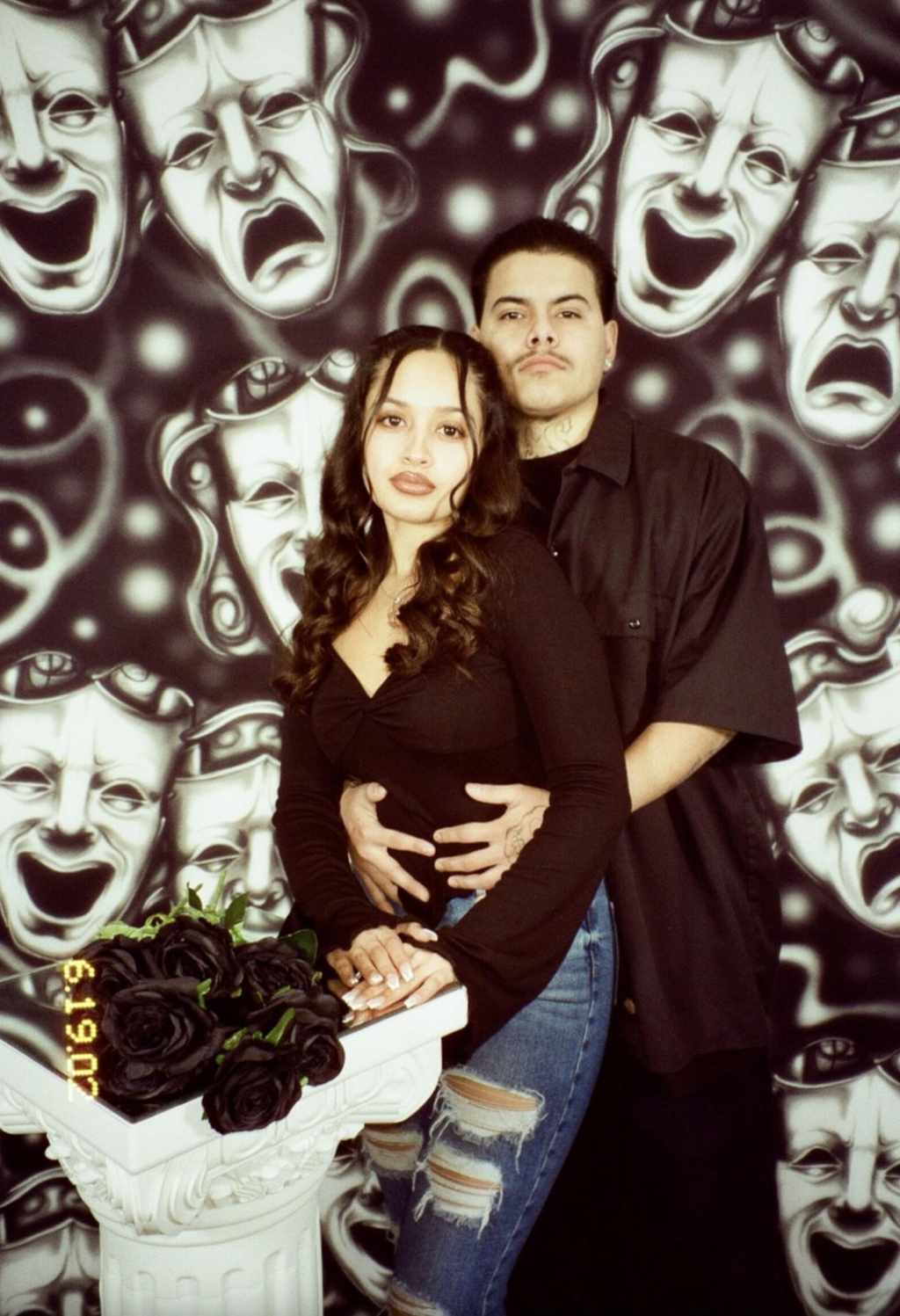 EXTRA EXTRA EXTRA XXXL EARLY 2000s Y2K EMOTIONS 'SMILE TOGETHER CRY TOGETHER' Glamour ShotsAirbrush 90s Backdrop (BLACK) (XXXL) Exclusive/Limited Edition!!