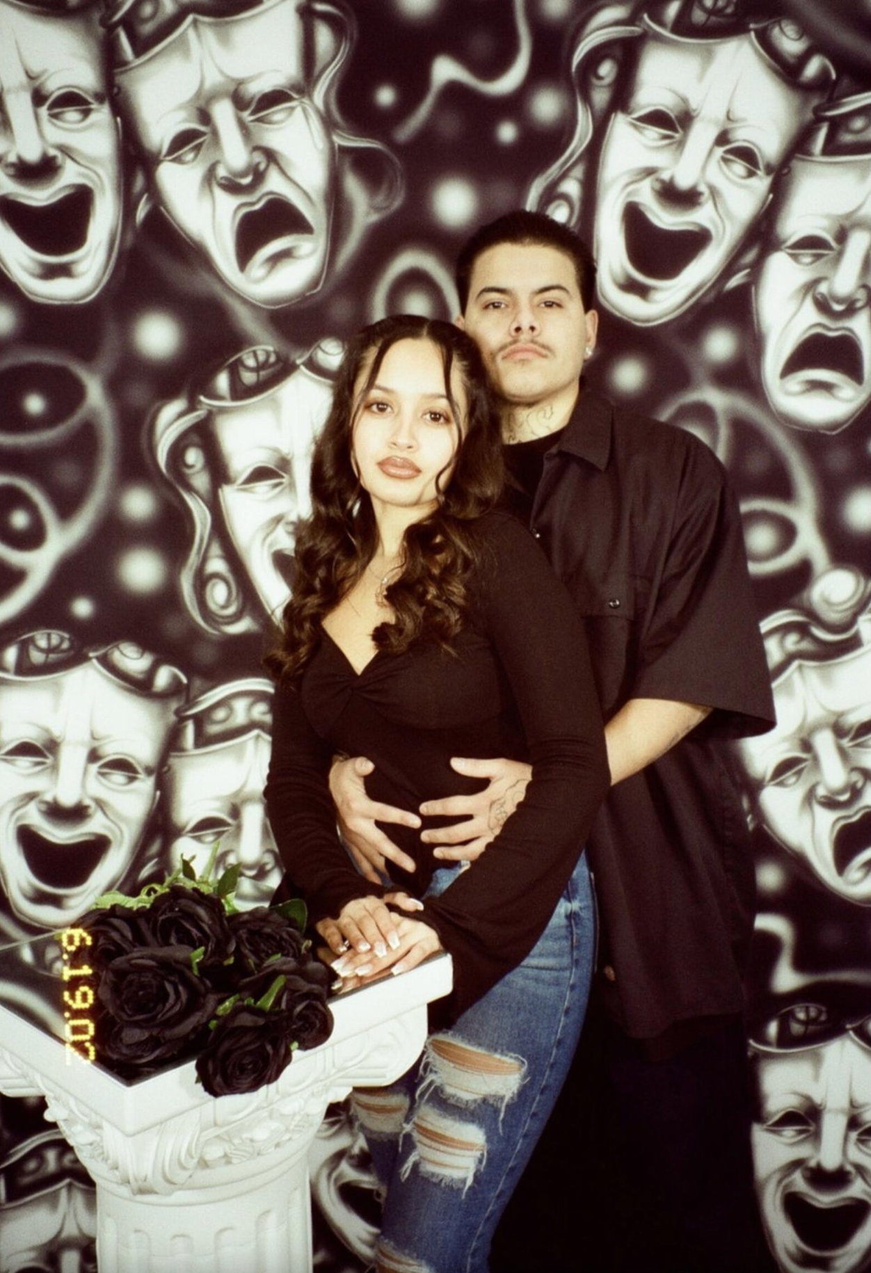 EXTRA EXTRA EXTRA XXXL EARLY 2000s Y2K EMOTIONS 'SMILE TOGETHER CRY TOGETHER' Glamour ShotsAirbrush 90s Backdrop (BLACK) (XXXL) Exclusive/Limited Edition!!