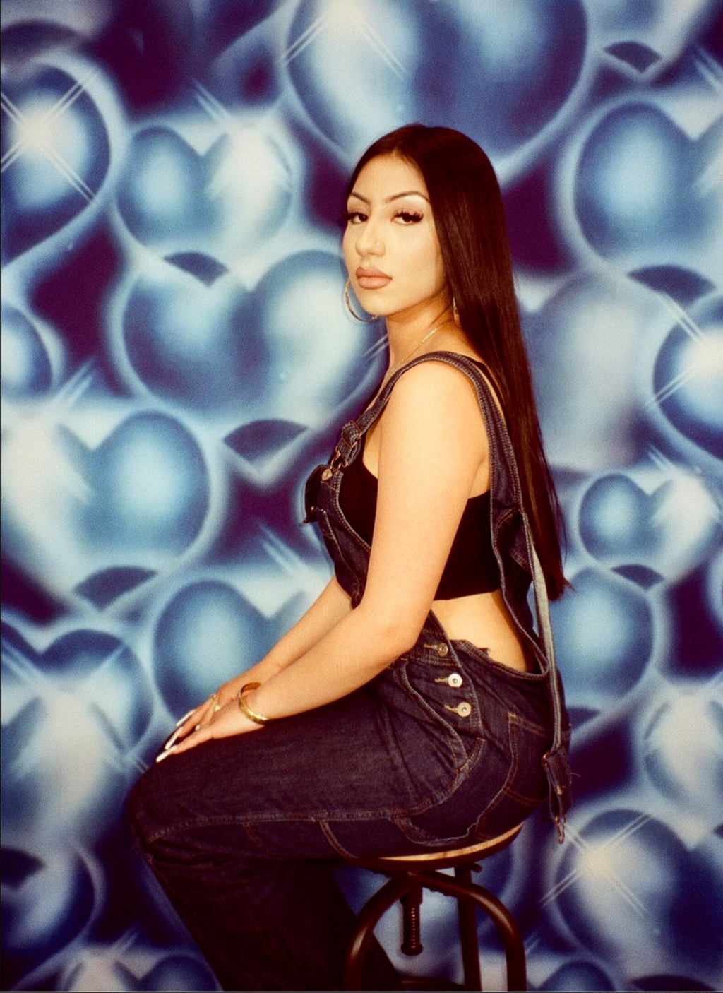 EXTRA EXTRA LARGE EARLY 2000s AIRBRUSH Y2K 'HEARTS & HYNAS' Glamour Shots Old School 90s Backdrop (BLUE SAPPHIRE) (XXL) 6 FT x 7.5 FT Exclusive!!