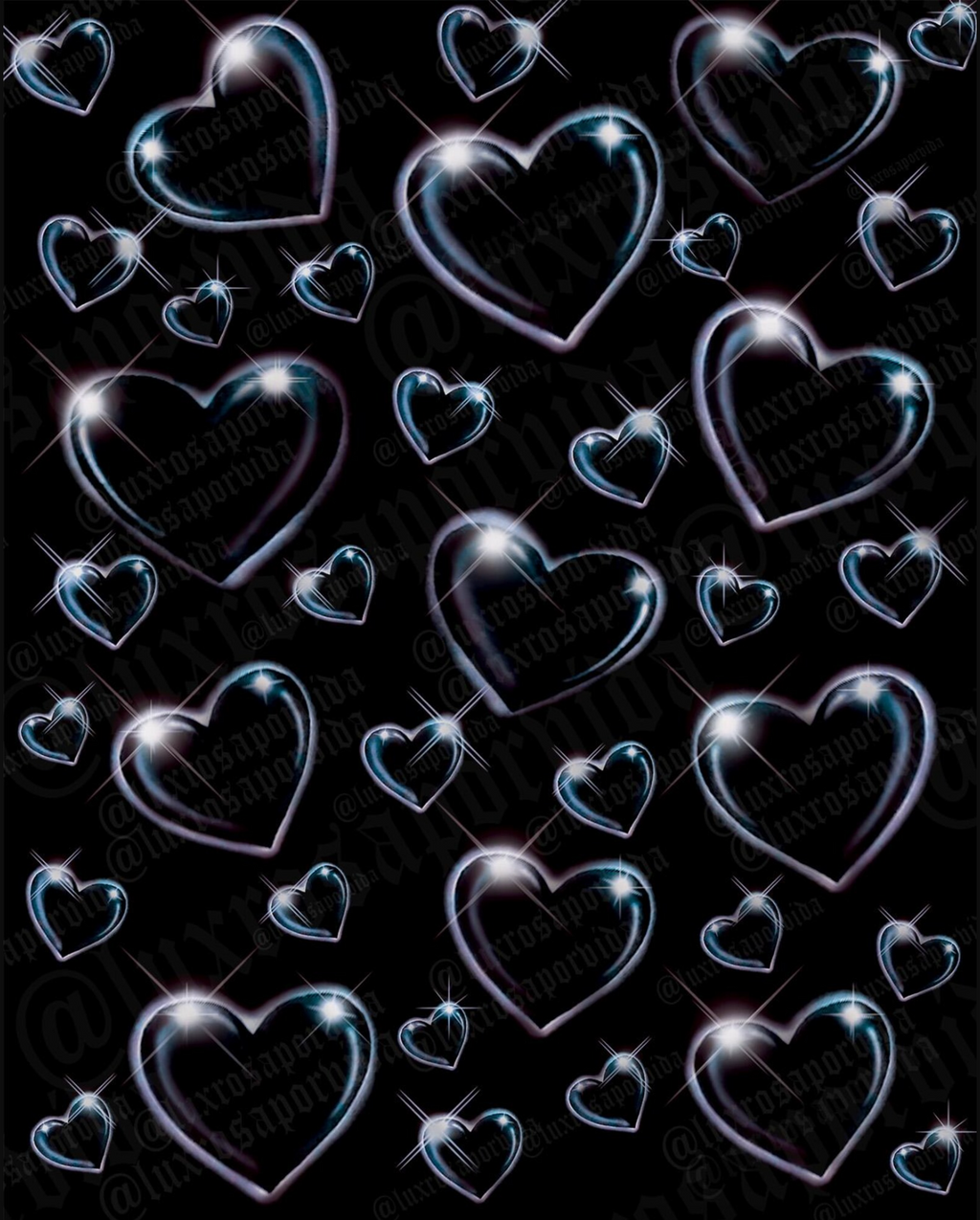 Y2K Airbrush Early 2000s 'Heart Of Glass' 90s Glamour Shots Backdrop (Black) (Extra Large)