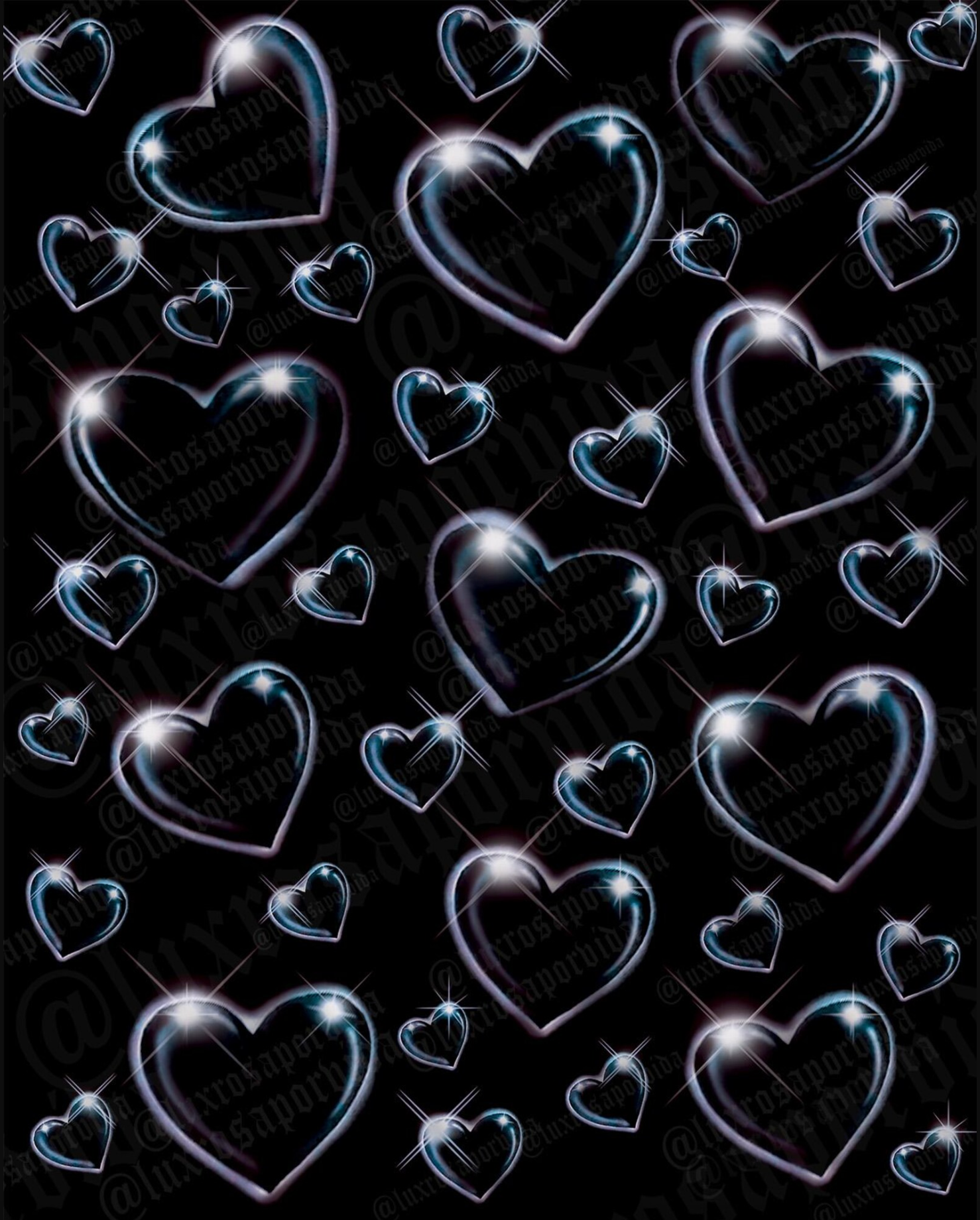 Y2K Airbrush Early 2000s 'Heart Of Glass' 90s Glamour Shots Backdrop (Black) (Extra Large)