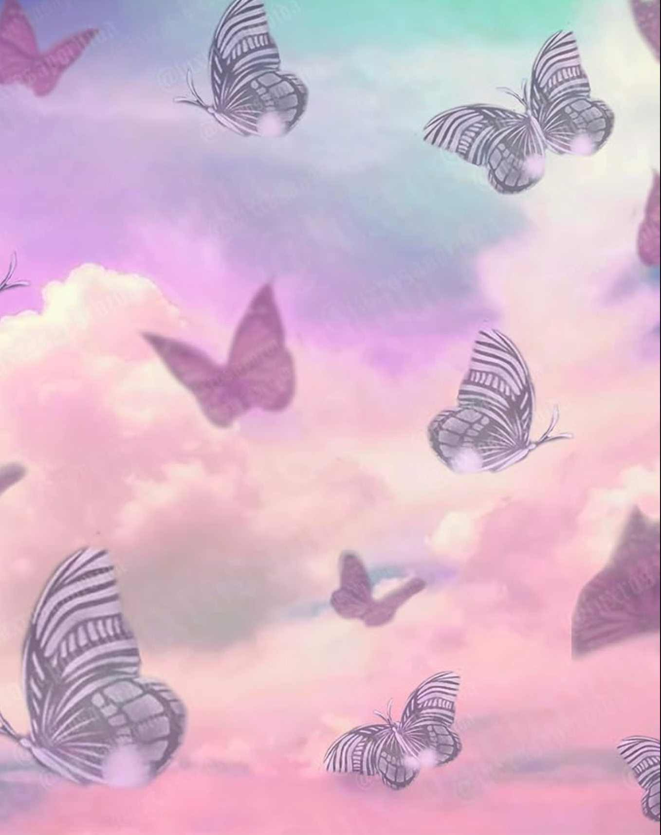 Airbrush Y2K Early 2000s 'Butterflies & Sorbet Skies; 90s Old School Professional Backdrop  (X-Large)