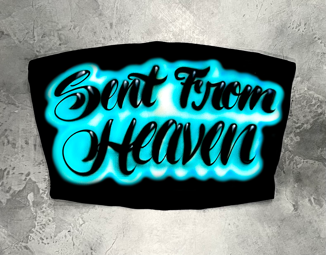Limited Edition 'Sent From Heaven' Airbrushed Tube Top (Black/Blue)