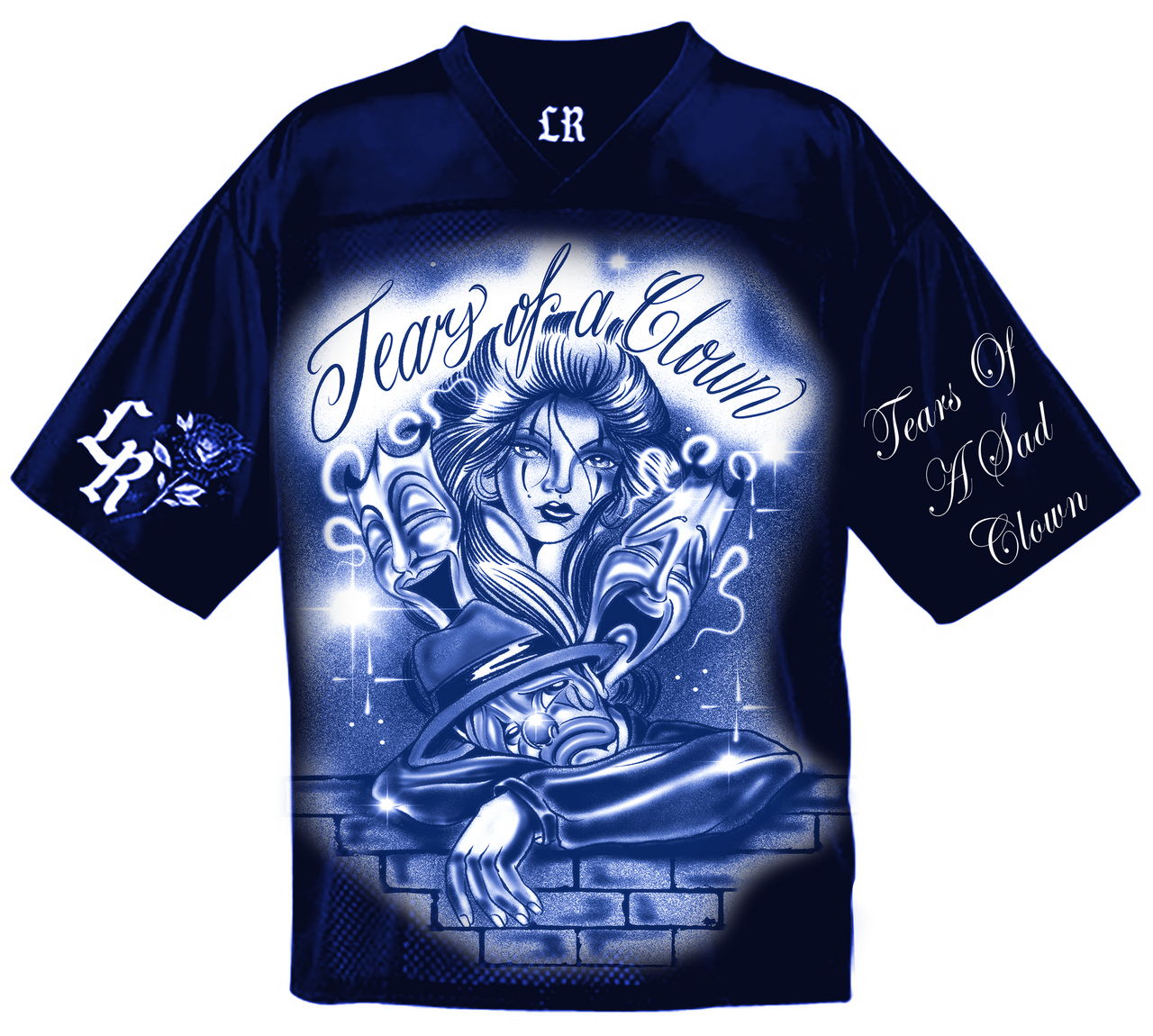 Limited Edition 'Tears Of A Sad Clown' Pen & Ink Cut & Sew Football Jersey (NAVY/BLUES)