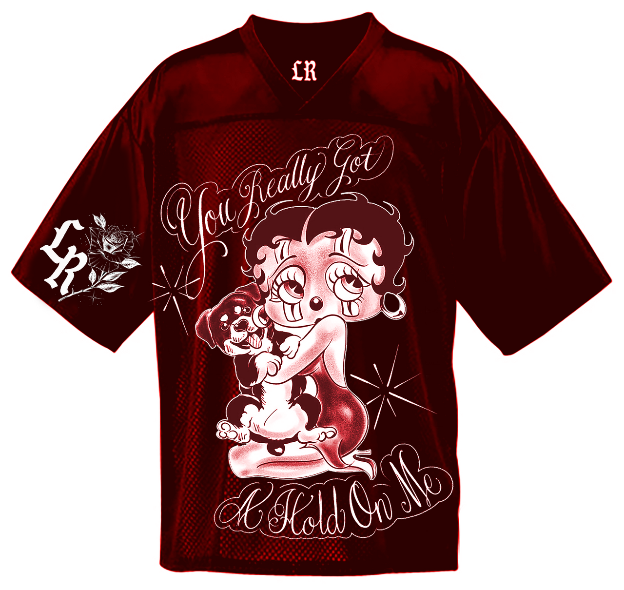 Limited Edition 'You Really Got A Hold On Me' Pen & Ink Cut & Sew Football Jersey (Burgundy)