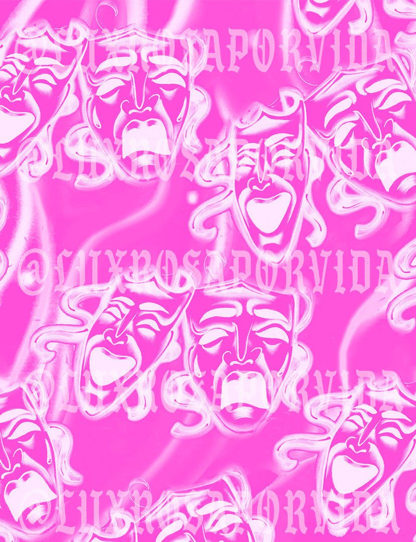 LIMITED EDITION Glamour Shotz 'After Laughter Comes Tears' Airbrushed Backdrop PINK (Extra Large)