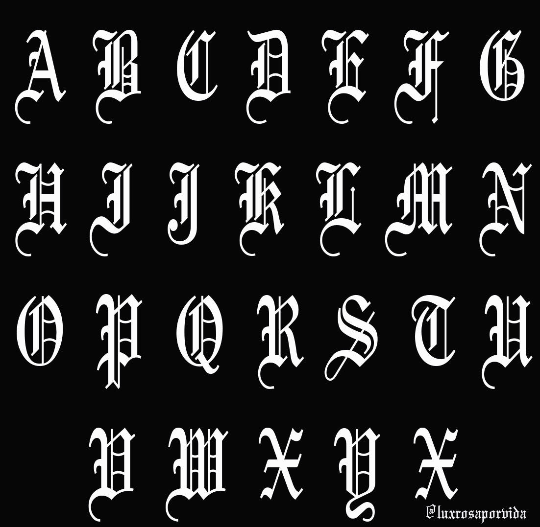 Lux Rosa Old English Alphabet Nail Stickers WHITE (Large)