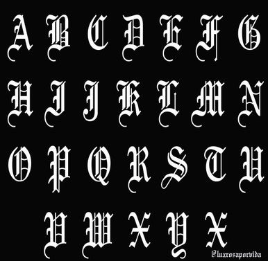 Lux Rosa Old English Alphabet Nail Stickers WHITE (Large)